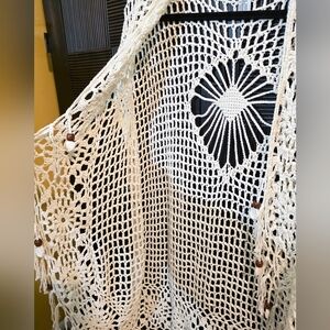 Forever 21 Crochet Knit Beaded Fringe Cardigan